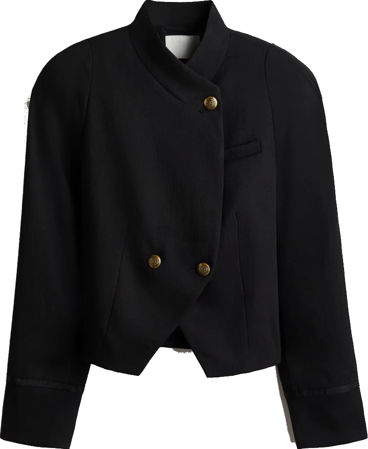 Produktfoto: schwarze Jacke mit Goldknöpfen